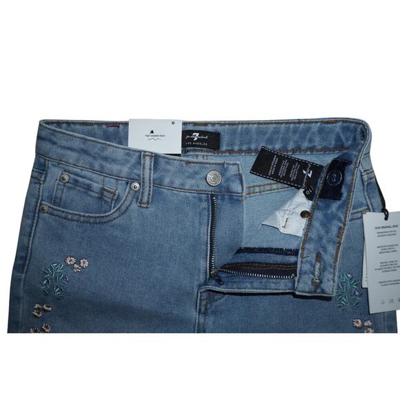 7 For All Mankind Girls High Waisted Embroidered Denim Shorts Size 10 - Picture 4 of 5